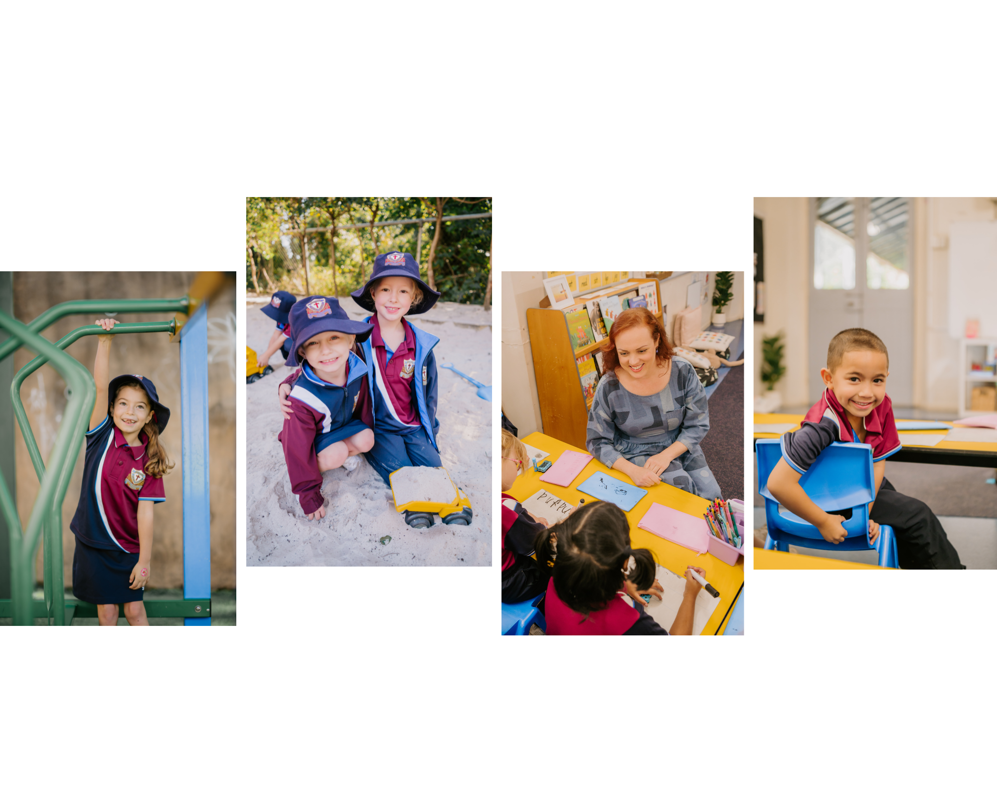 Collage of images showing primary aged children, enjoying school life.